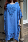 womens italian lacey cotton kaftan azur blue