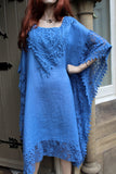 womens italian lacey cotton kaftan azur blue