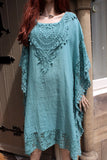 womens italian lacey cotton kaftan teal