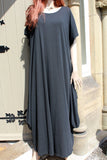 ladies italian plain cotton crepe jersey lounging dress black