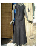 womens linen bias cut dress in black