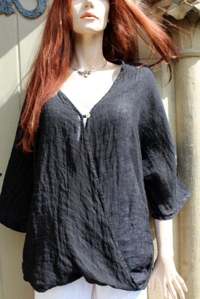 Womens Italian Linen Gauzey Crossover Dolman Top (was £23) – Vivi-Direct